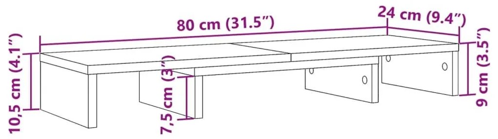 Βάση Οθόνης Ρυθμιζ. Καπνιστή Δρυς 80x24x10,5 εκ. Επεξεργ. Ξύλο - Καφέ