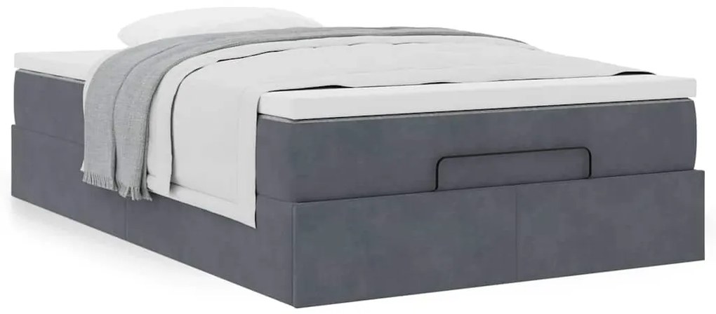 vidaXL Οθωμανικό κρεβάτι με στρώμα σκούρο γκρι 120x190 cm Velvet