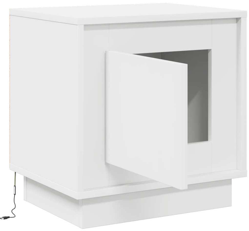 vidaXL Κομοδίνο με LED Φωτισμό Λευκό 44x34,5x45 εκ.