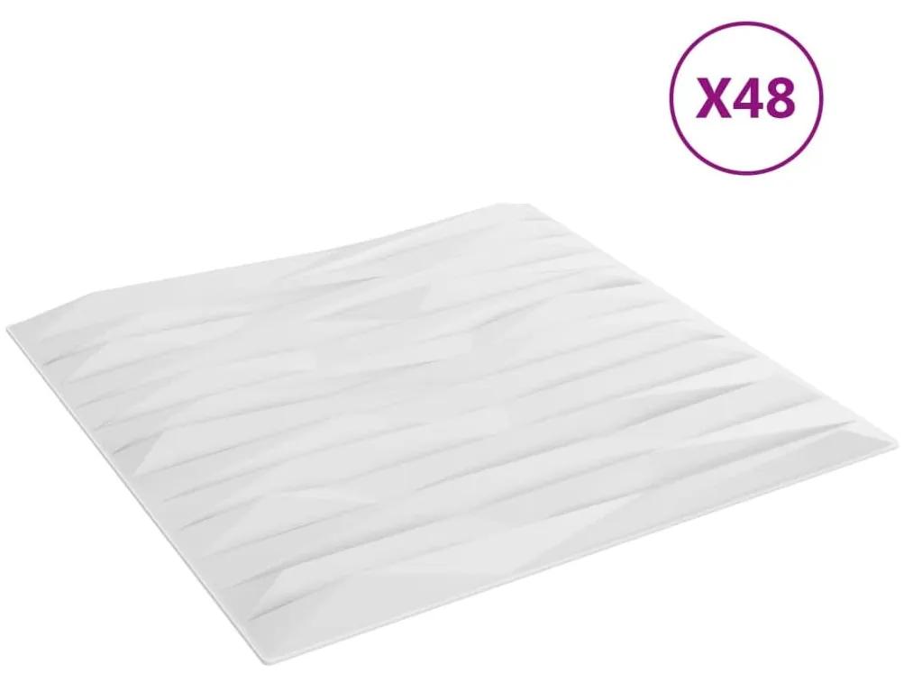 Πάνελ Τοίχου 48 Τεμ. Σχέδιο Πέτρας Λευκά 50x50εκ. 12 μ² από XPS - Λευκό