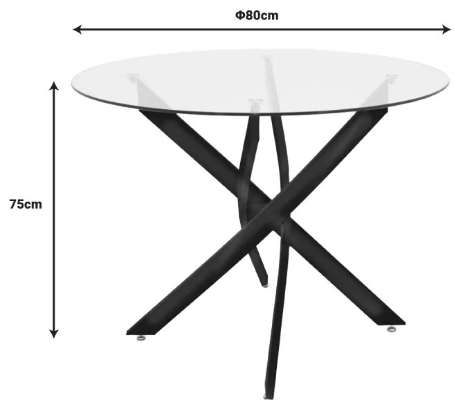 Τραπέζι Antoro pakoworld γυαλί και μεταλλικά πόδια σε μαύρη απόχρωση Φ80x75εκ - 292-000060