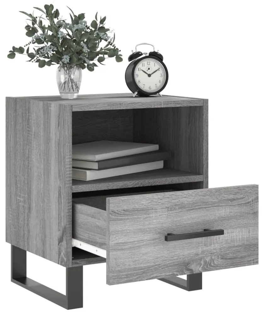 vidaXL Κομοδίνα 2 τεμ. Γκρι Sonoma 40 x 35 x 47,5 εκ. Επεξεργ. Ξύλο
