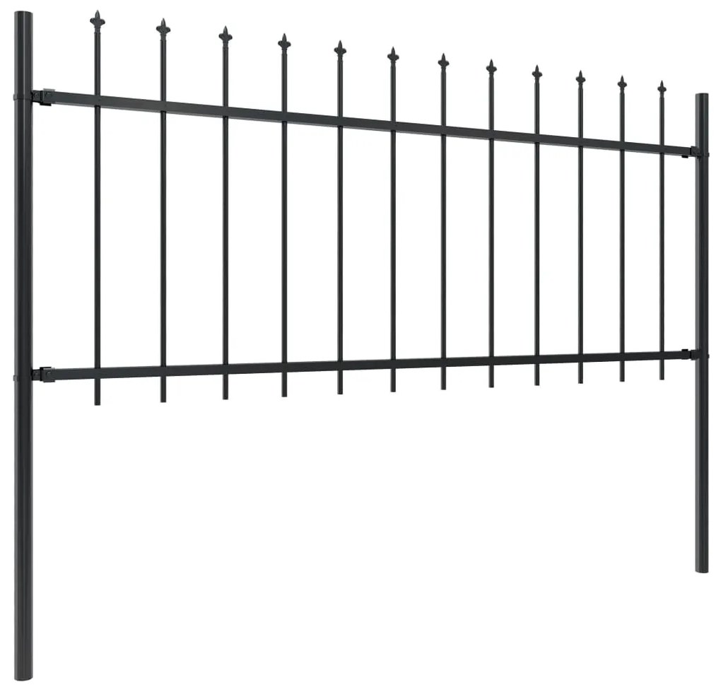 vidaXL Φράχτης Κήπου με Κορυφή Δόρυ από Ατσάλι 892,5 x 80 εκ. Μαύρος