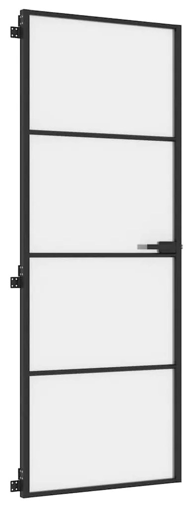 vidaXL Εσωτερική Πόρτα Μαύρη 76x201,5 εκ. Ψημένο Γυαλί και Αλουμίνιο