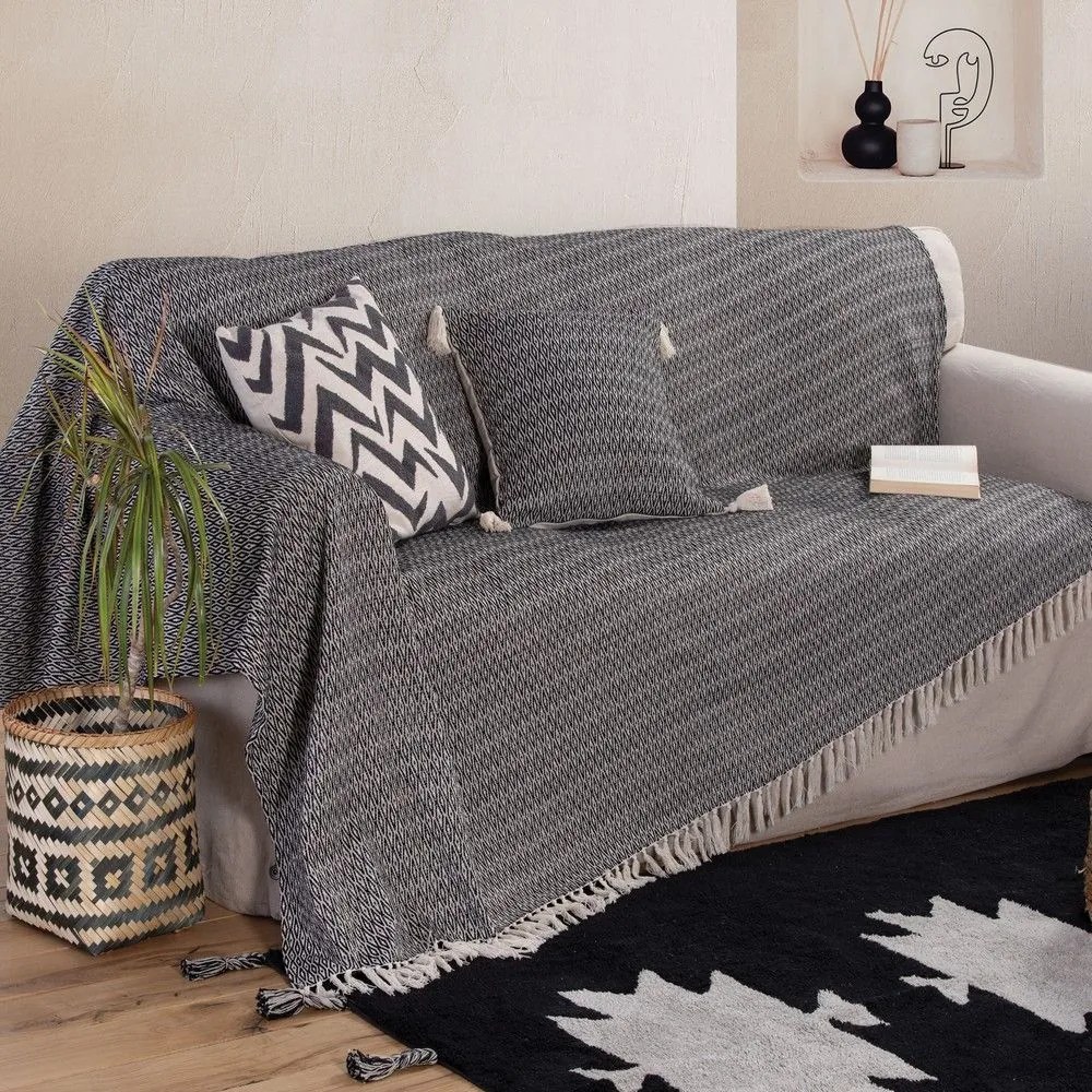 Ριχτάρι Zackren Black-Natural Nef-Nef Διθέσιο 180x250cm Cotton-Polyester