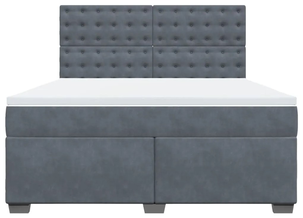 vidaXL Κρεβάτι Boxspring με Στρώμα Σκούρο Γκρι 180x200 εκ. Βελούδινο