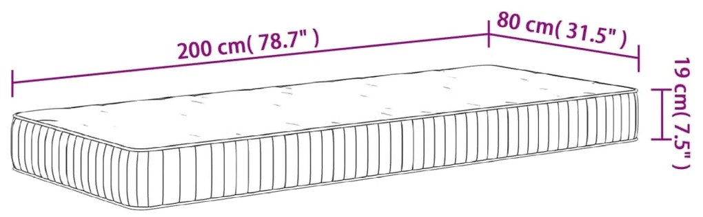 Στρώμα με Pocket Springs Μεσαία Σκληρότητα 80 x 200 εκ. - Λευκό