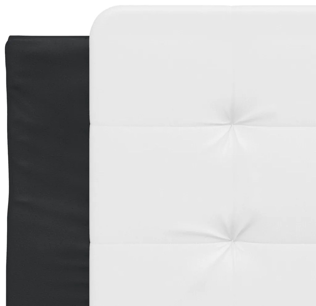 Πλαίσιο Κρεβατιού με Κεφαλάρι Μαύρο/Λευκό 90x200εκ. Συνθ. Δέρμα - Λευκό