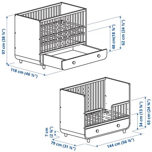 MYLLRA κούνια με συρτάρι, 70x140 cm 604.835.90