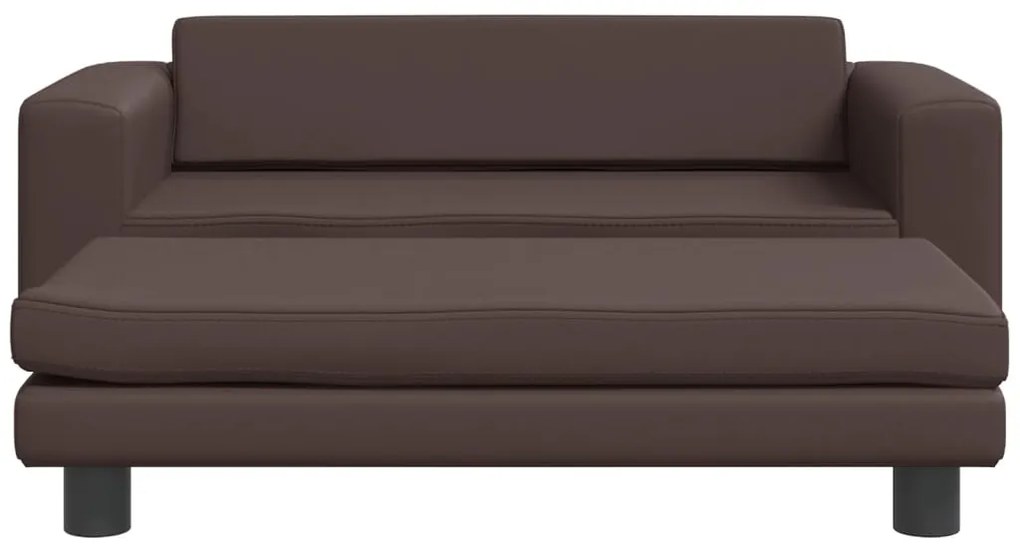 vidaXL Καναπές Παιδικός με Υποπόδιο Καφέ 100 x 50 x 30 εκ. Συνθ. Δέρμα