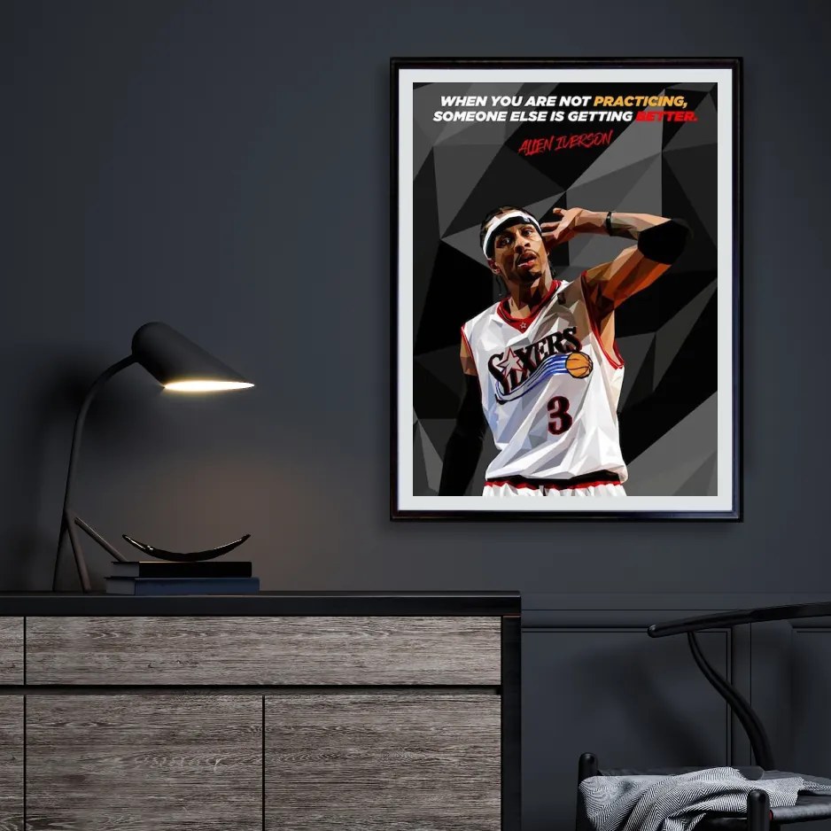 Ξύλινo Κάδρo Iverson Sixers KDS029B 40x50cm  Εκτύπωση Πόστερ (χωρίς κάδρο)