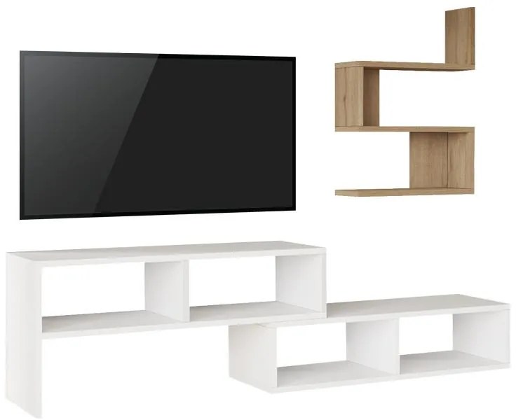 Σύνθετο Σαλονιού Kakomo σε Λευκό - Φυσικό 170x29.5x43εκ 170x29.5x43 εκ.