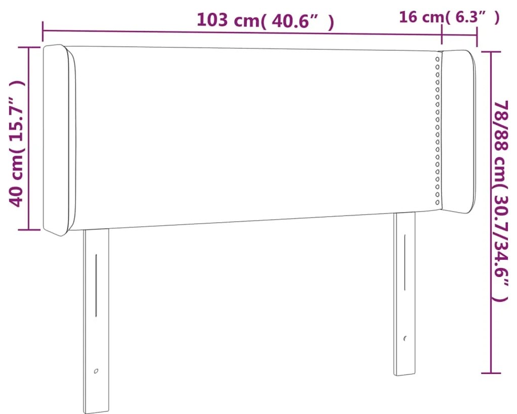 vidaXL Κεφαλάρι Κρεβατιού LED Μαύρο 103x16x78/88 εκ. Βελούδινο