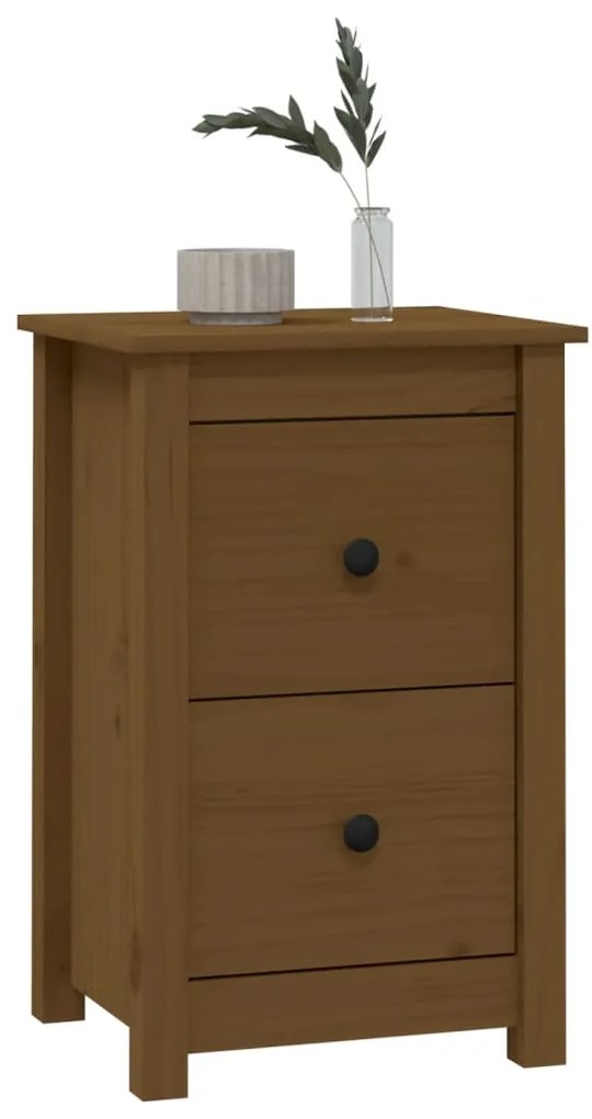 vidaXL Κομοδίνο Καφέ Μελί 40x35x61,5 εκ. από Μασίφ Ξύλο Πεύκου
