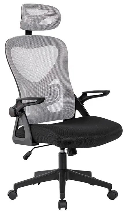 WOODWELL BF3050 Πολυθρόνα Γραφείου- Διευθυντή, Mesh Μαύρο-Γκρι, Μπράτσα up-down 63x63x118/128cm ΕΟ5301,1