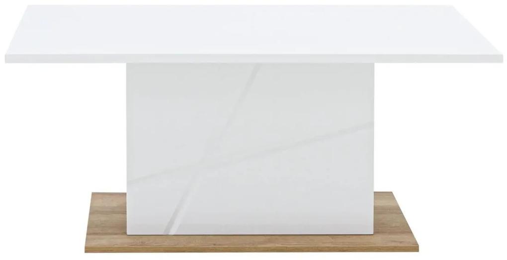 Τραπεζάκι σαλονιού Fresno R108, Riviera δρυς, Άσπρο, Γυαλιστερό λευκό, 51x65x115cm, 26 kg, Πλαστικοποιημένη μοριοσανίδα, Γωνιακό | Epipla1.gr