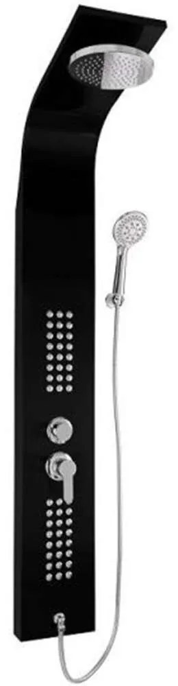Μπαταρία Στήλη Μπάνιου Blackpool 38-6108 Με Υδρομασάζ 145cm Black Gloria Metal