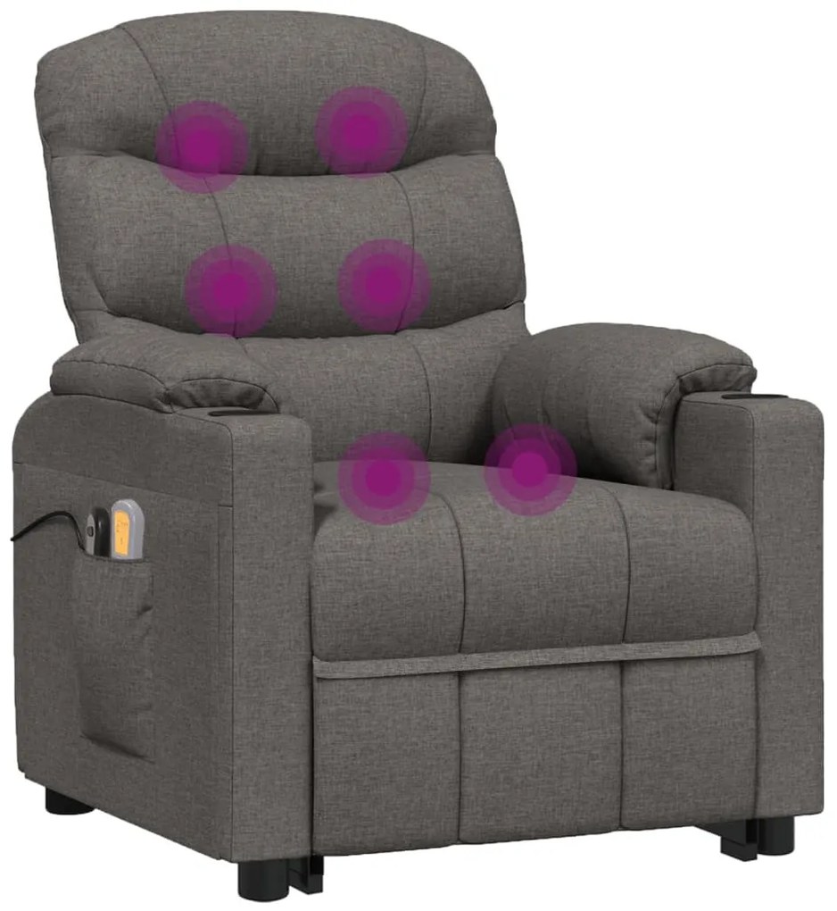 vidaXL Πολυθρόνα Μασάζ με Ανύψωση Σκούρο Γκρι Υφασμάτινη