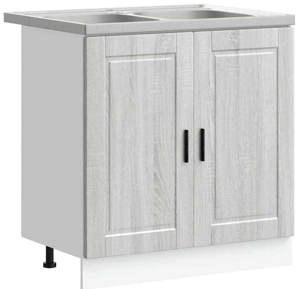 vidaXL Βάση νιπτήρα 2 pcs Γκρι 80 x 46 x 84.5 εκ. Επεξεργασμένο ξύλο
