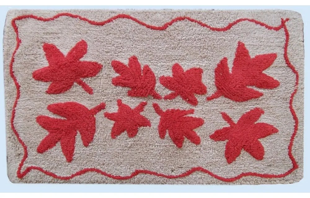 Πατάκι Μπάνιου Φύλλο Beige DimCol 50x85 100% Cotton