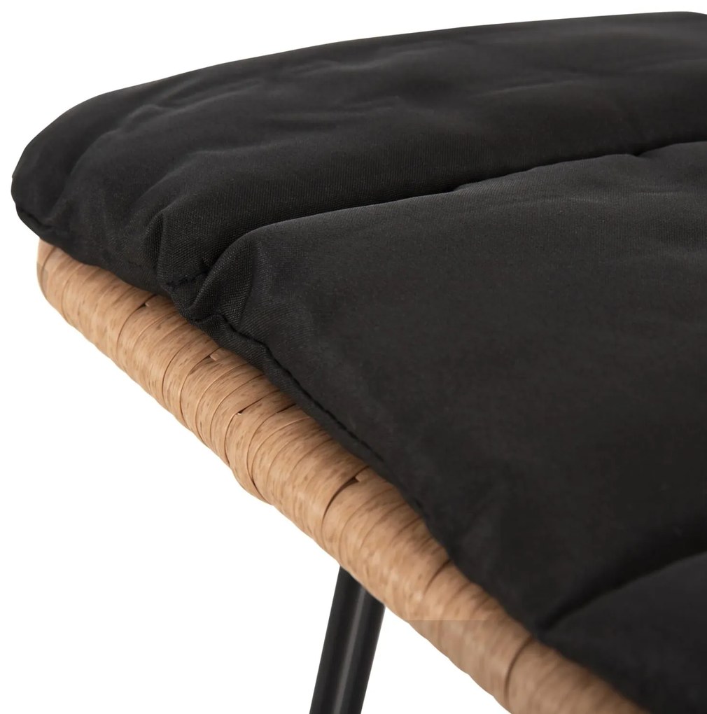 Σκαμπό Μπαρ ALLEGRA C5452.11 Μεταλλικό με Μπέζ Wicker &amp; Μαύρο Μαξιλάρι 52x51x103Y εκ 52x51x103 εκ.