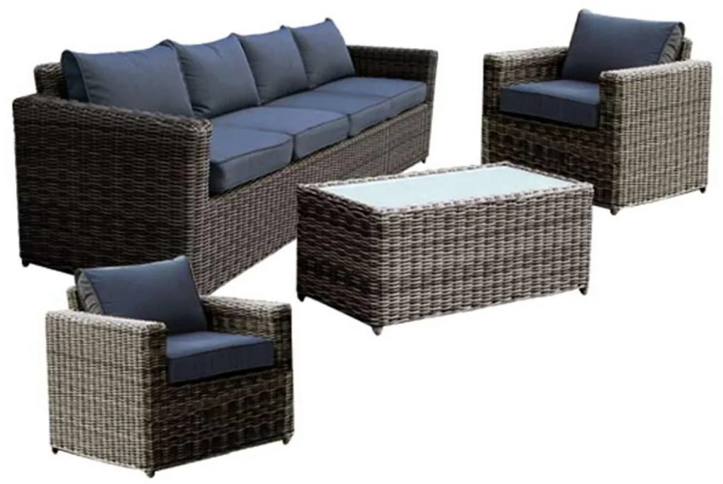 Set ARIZONA (Τραπέζι +4θέσ+2Πολυθρόνα) Wicker Grey Brown Μαξ.Aνθρακί