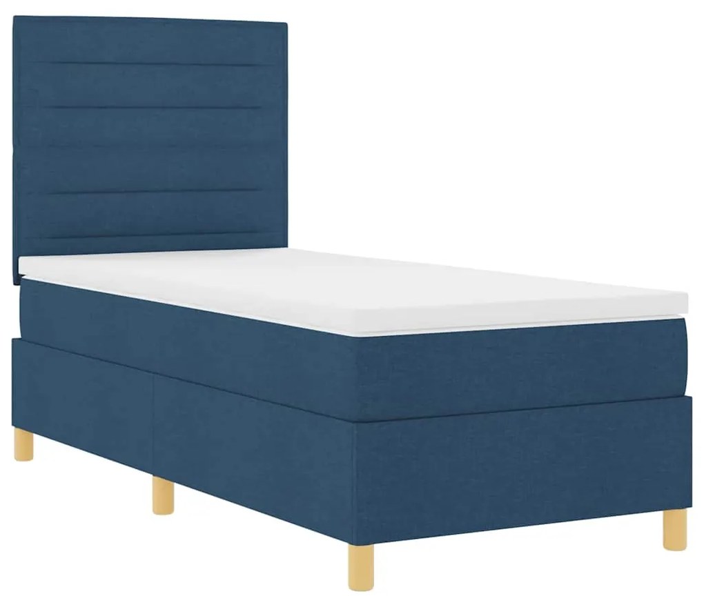 vidaXL Κρεβάτι με ελατήρια με στρώμα Μπλε 100 x 200 cm ύφασμα