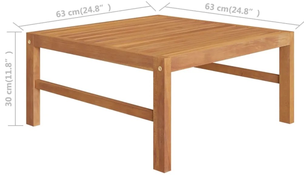 vidaXL Τραπέζι Κήπου 63 x 63 x 30 εκ. από Μασίφ Ξύλο Teak