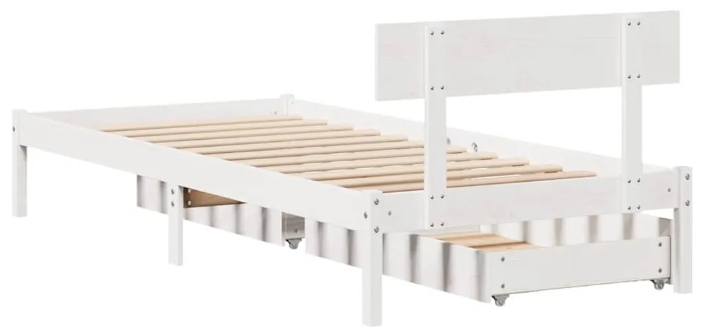 vidaXL Σκελετός Κρεβατιού Χωρίς Στρώμα Λευκό 100x200 εκ. Μασίφ Πεύκο