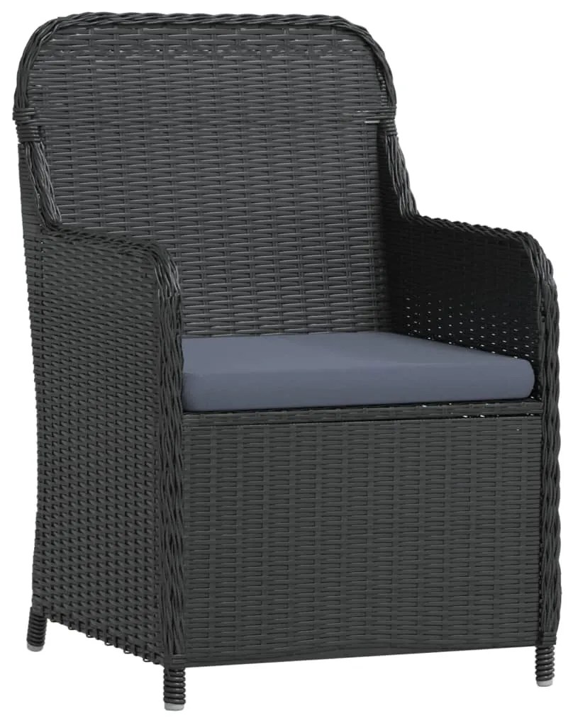 vidaXL Σετ Τραπεζαρίας Κήπου 5 Τεμαχίων Μαύρο με Μαξιλάρια