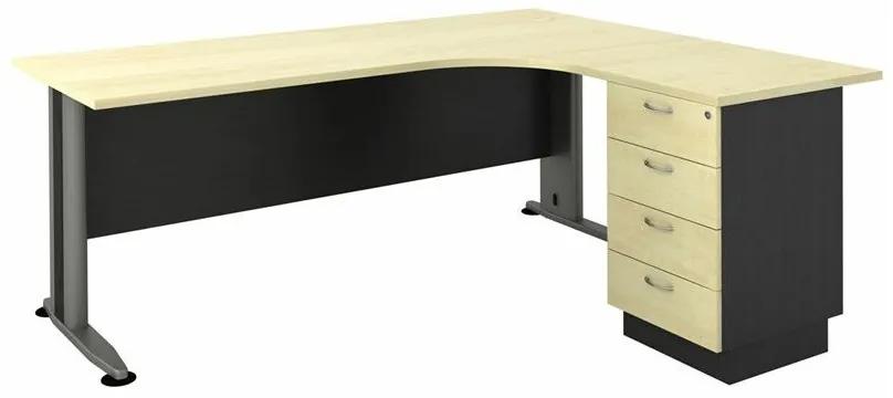 Τραπέζι γραφείου Mesa 150, Γωνιακός, Ρυθμιζόμενο ύψος, Με συρτάρια, Αριθμός συρταριών: 4, 75x150x60cm, 77 kg, Οξιά, Γκρι | Epipla1.gr