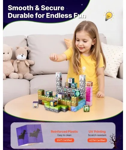 VEVOR Magnetic Blocks 100 PCS Cemetery Zombies Set STEM Montessori Sensory Toys