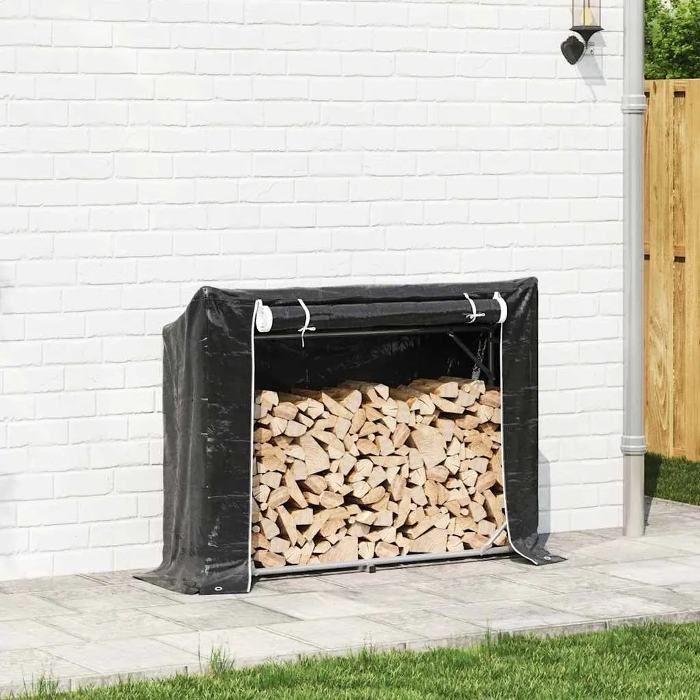 vidaxL Ράφι για καυσόξυλα με κάλυμμα βροχής 151x40,5x110,5 εκ.