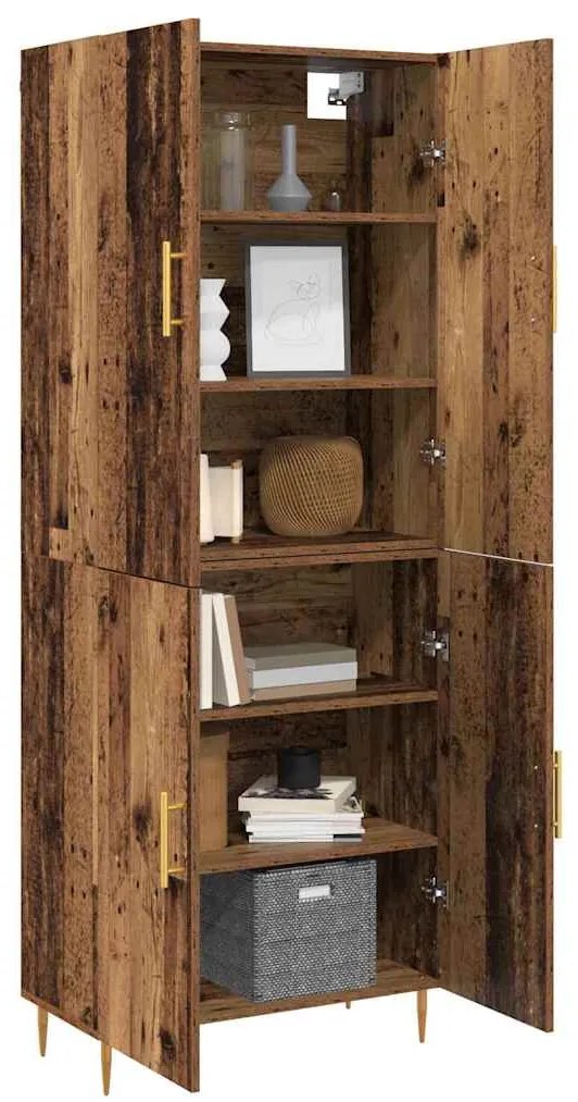 vidaXL Highboard Παλαιό ξύλο 69.5 x 34 x 180 εκ. Επεξεργασμένο ξύλο