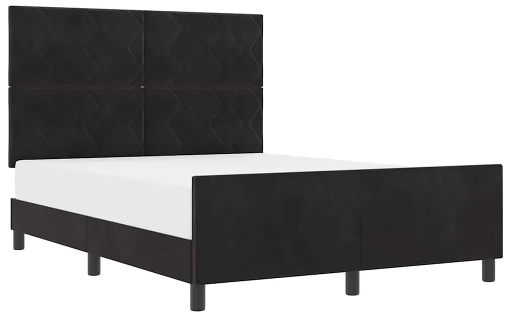 vidaXL Σκελετός Κρεβατιού με κεφαλάρι Μαύρο 140 x 190 cm Βελούδο