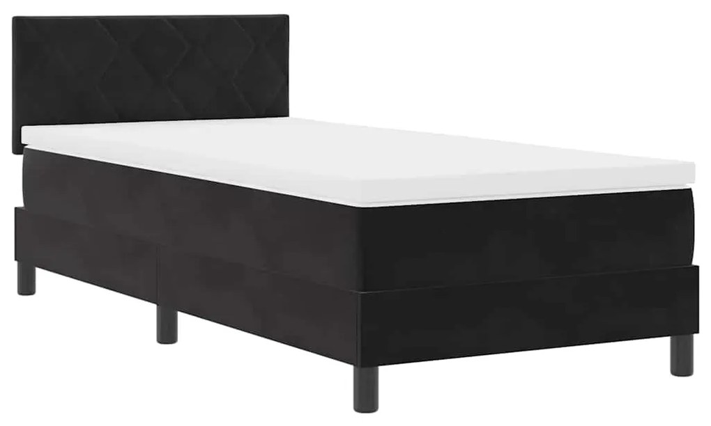 vidaXL Κρεβάτι με ελατήρια με στρώμα Μαύρο 90 x 190 cm Βελούδο