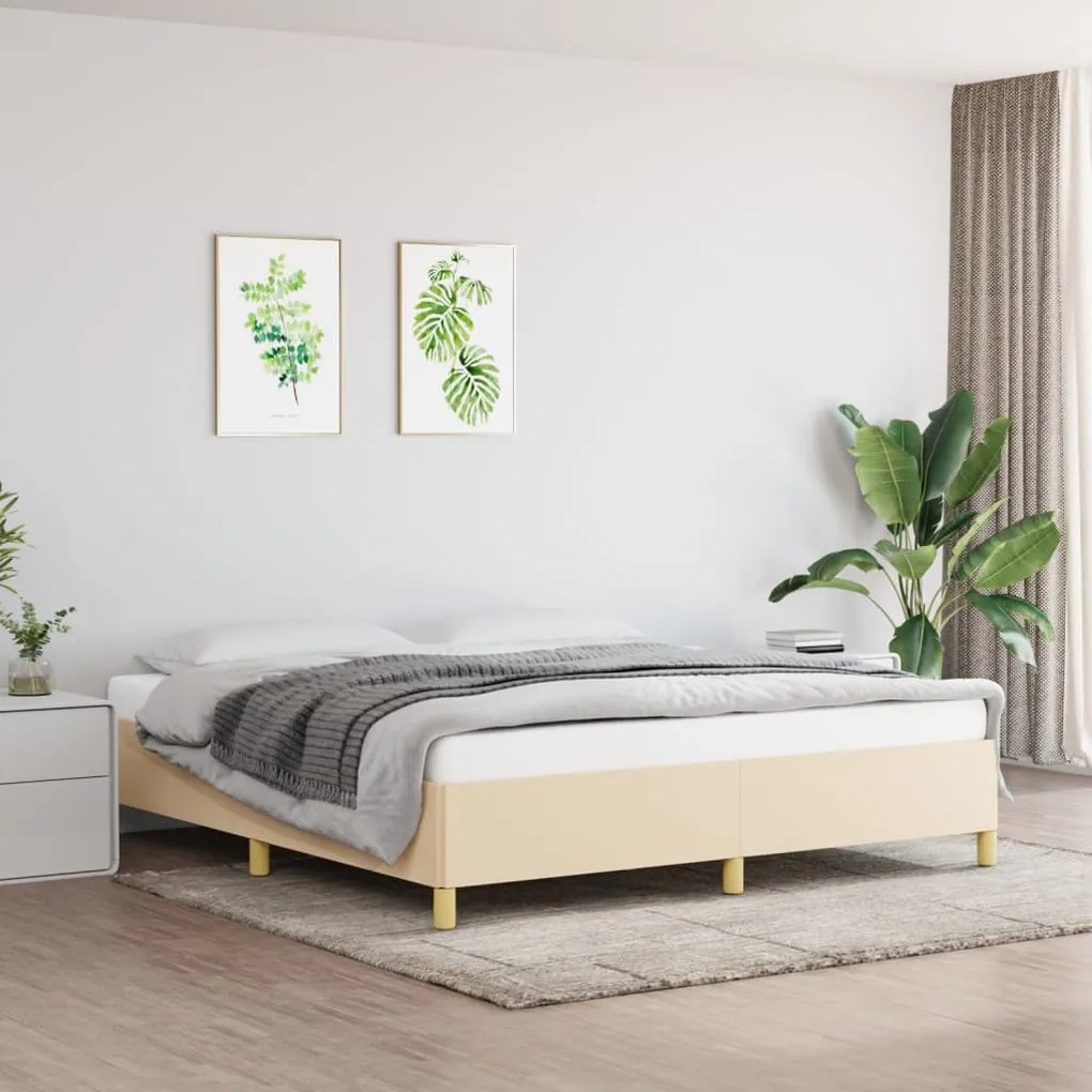 vidaXL Πλαίσιο Κρεβατιού Boxspring Κρεμ 160x200 εκ. Υφασμάτινο