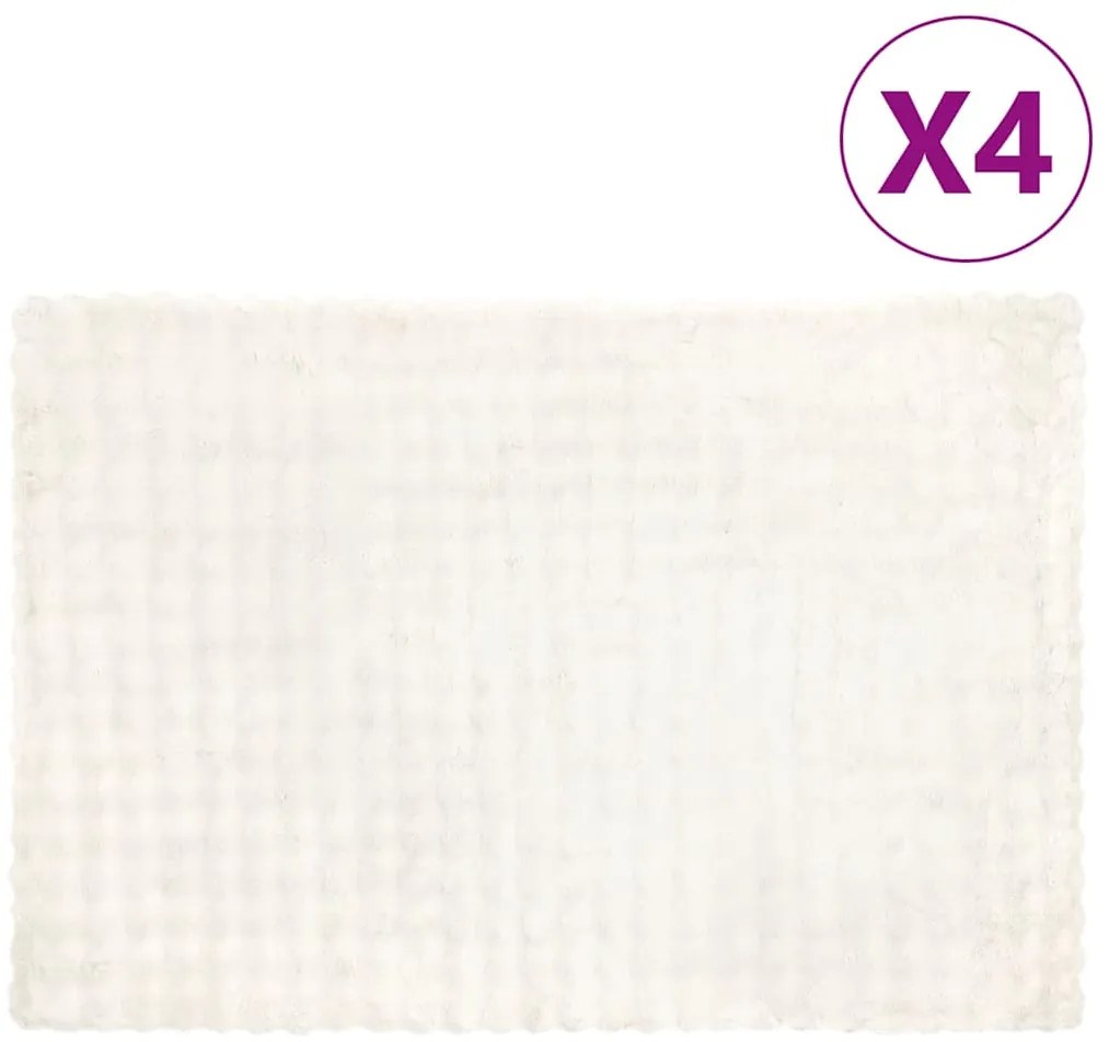 vidaXL Ψεύτικη κουβέρτα από κουνέλι 4 pcs Λευκό 150 x 220 cm