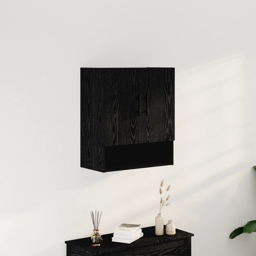 vidaXL Ντουλάπα Τοίχου Μαύρη Δρυς 60x31x70 εκ Πλαστικό Ξύλο