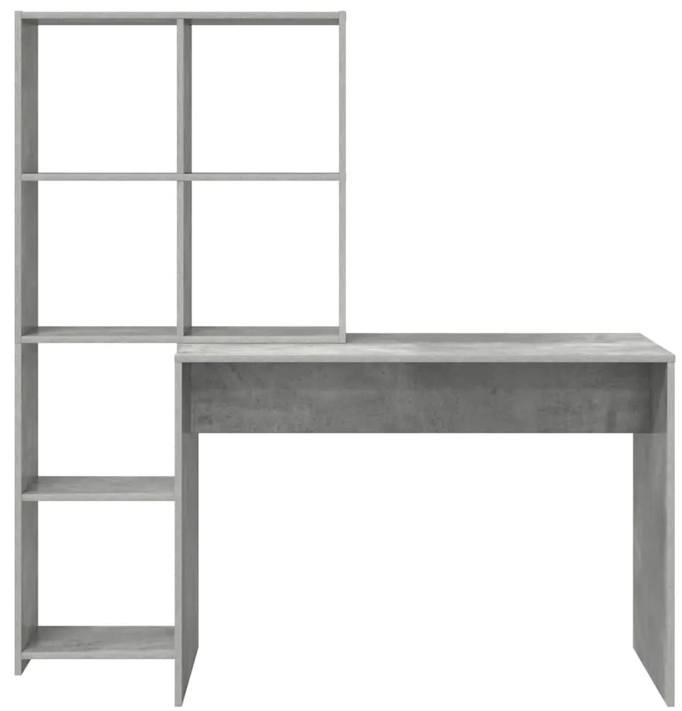 vidaXL Γραφείο με ράφι Γκρι σκυροδέματος 138.5 x 55 x 143 εκ