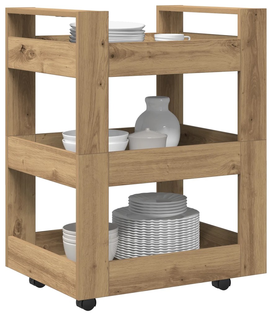 vidaXL Κουζίνα Τρόλεϊ Artisan Oak 60x45x80 εκ. Μηχανική Ξυλεία