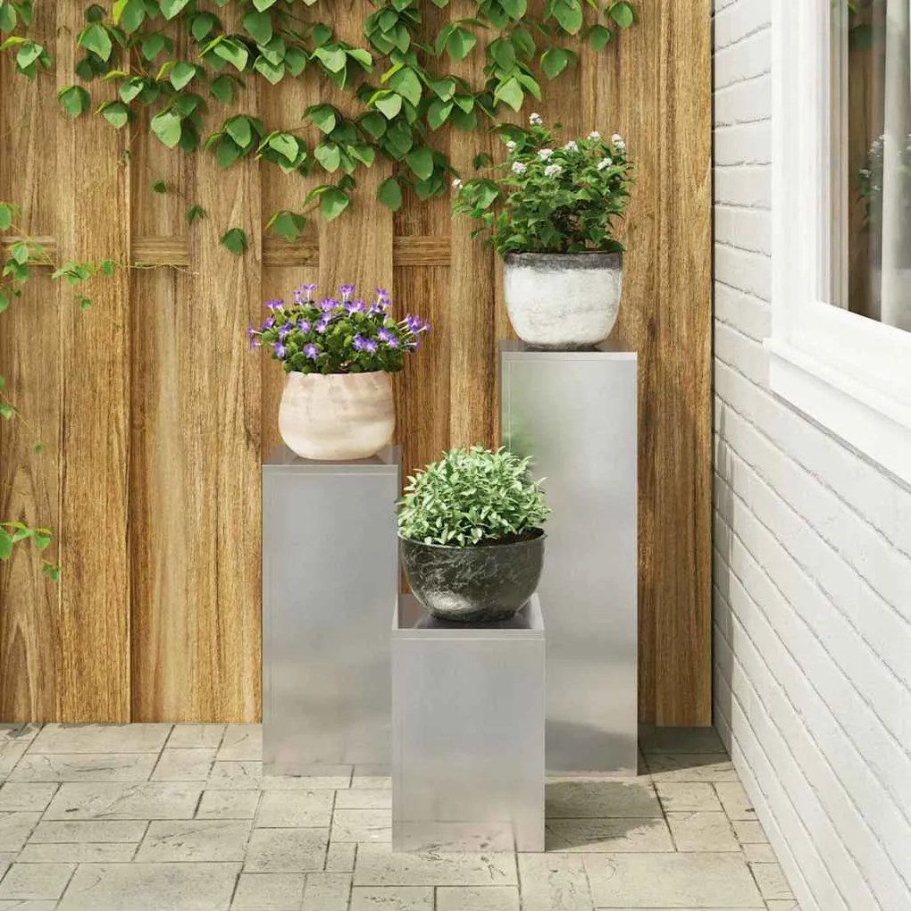vidaXL Στήριξη φυτών 3 pcs Ασημί 24 x 24 x 75 εκ. Ανοξείδωτο ατσάλι