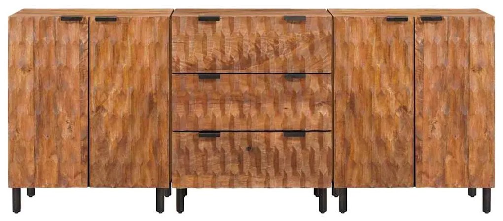 vidaXL Πλαϊνό γραφείο 3 pcs Καφέ Φινίρισμα Ακακίας 180 x 33 x 75 εκ.