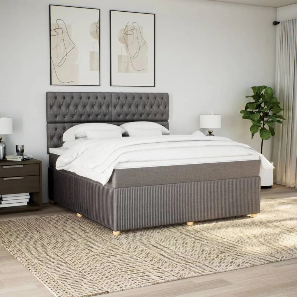 Κρεβάτι Boxspring με Στρώμα Taupe 180x200 εκ. Υφασμάτινο - Μπεζ-Γκρι