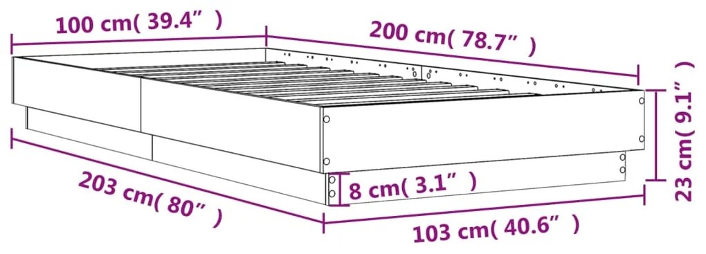 Πλαίσιο Κρεβατιού Χωρ. Στρώμα Sonoma Δρυς 100x200εκ Επ. Ξύλο 839597