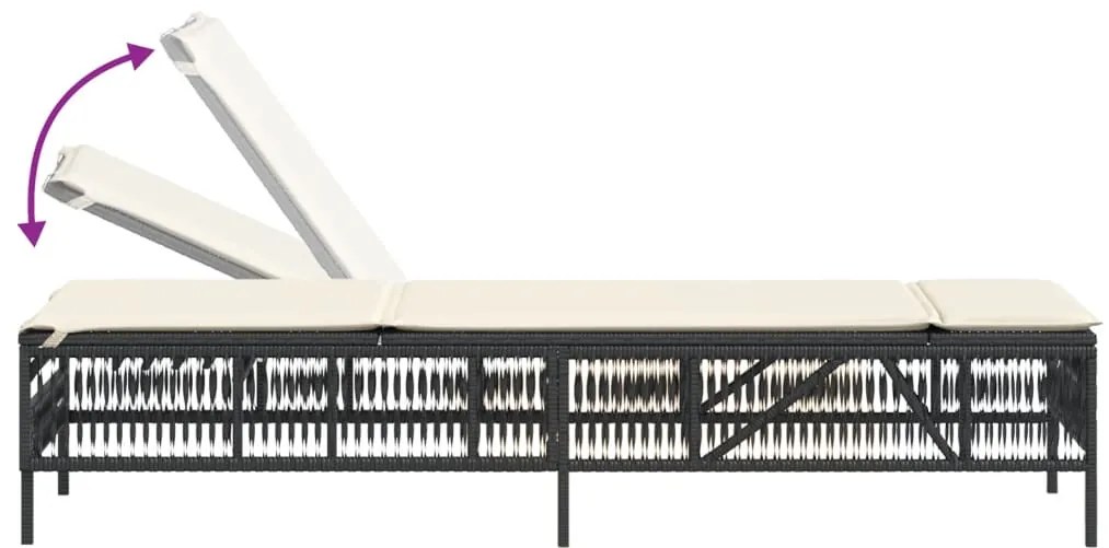 vidaXL Ξαπλώστρες 2 τεμ. Μαύρες από Συνθετικό Ρατάν με Τραπέζι