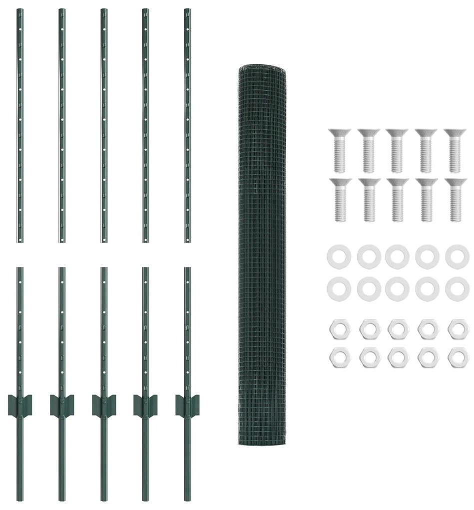 vidaXL Set Φράχτη Κήπου  Σετ 2 Πράσινος Μέταλλο 10 x 1 μ Ανθεκτικός