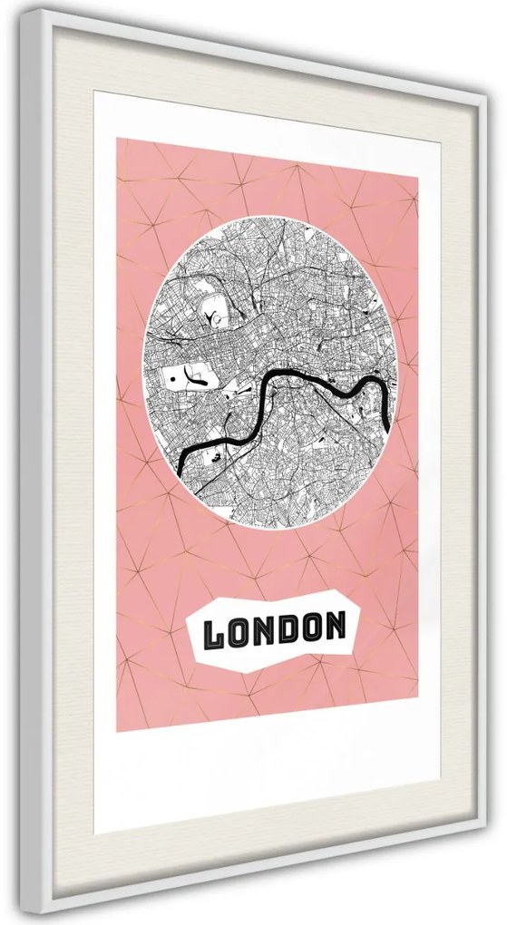 Αφίσα - City map: London (Pink) - 20x30 - Χρυσό - Χωρίς πασπαρτού