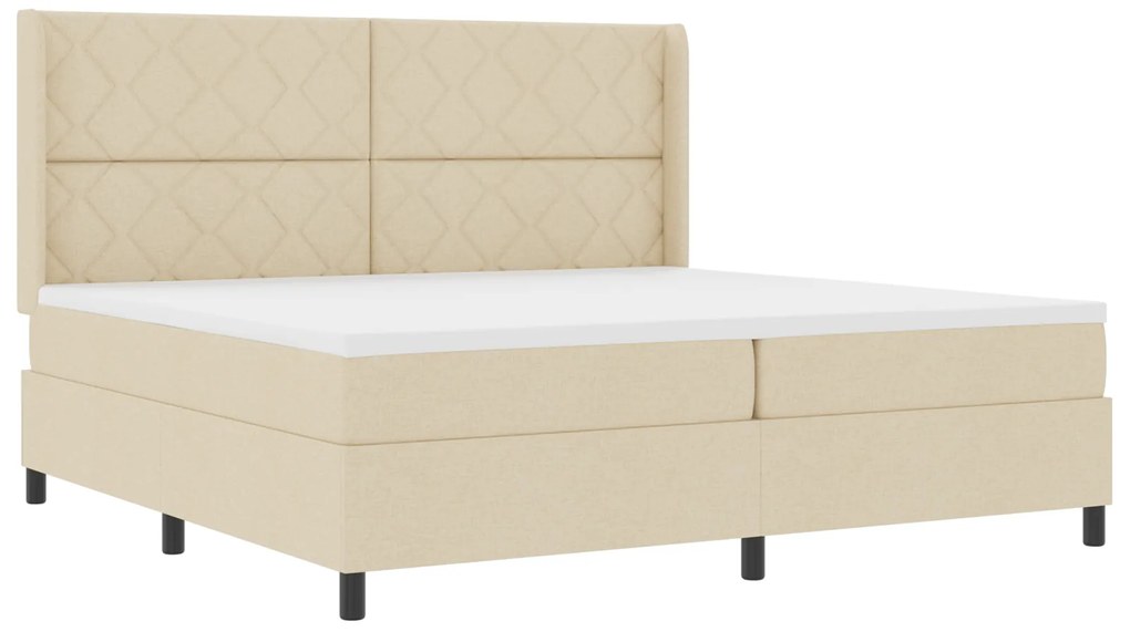 vidaXL Κρεβάτι Box με Στρώμα Κρεμ 200x200 εκ, ύφασμα.