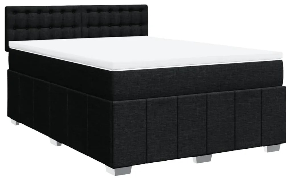 vidaXL Κρεβάτι Boxspring με Στρώμα Μαύρο 140x200 εκ. Υφασμάτινο